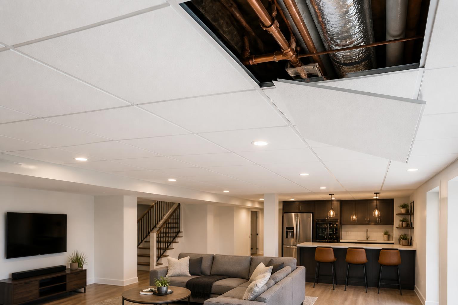 How Drop Ceilings Simplify Basement Maintenance